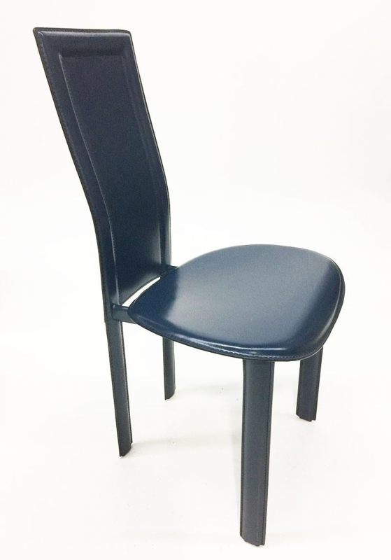 Modern Blue Leather Dining Chair by Giorgio Cattelan