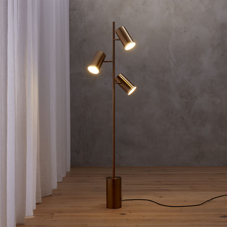 Modern Bronze Triple Spotlight Floor Lamp