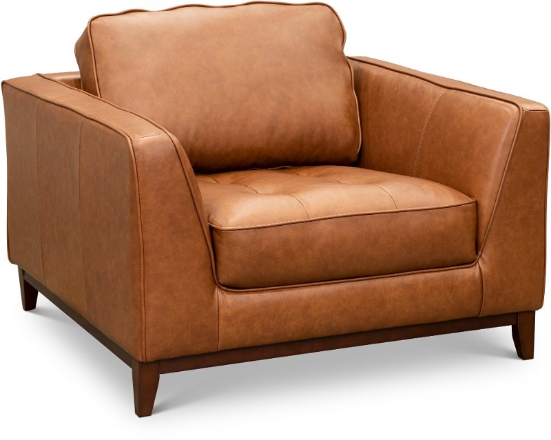 Modern Cognac Brown Leather Armchair
