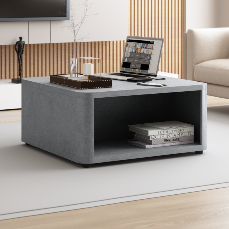 Modern Concrete Gray Square Coffee Table