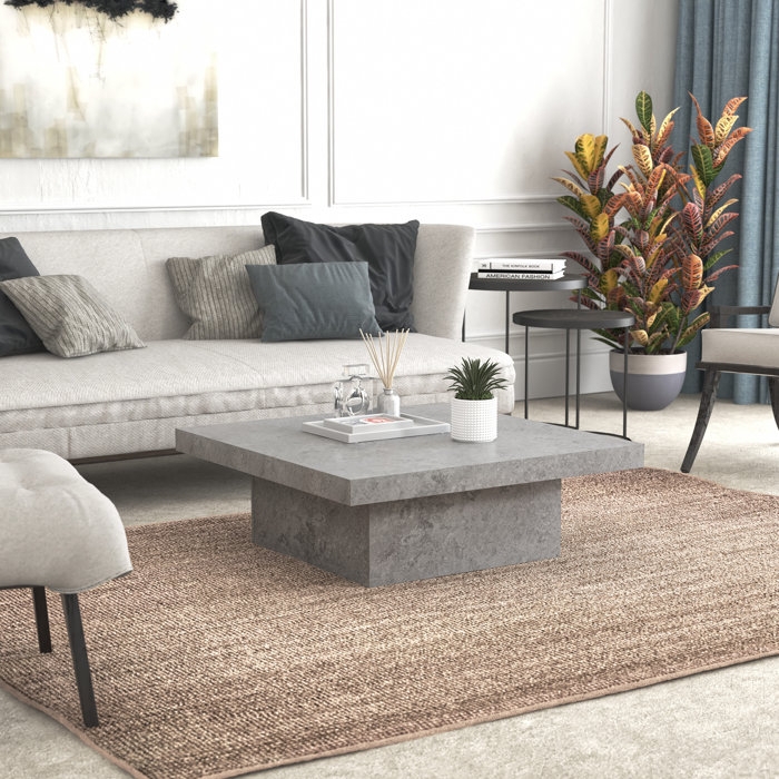 Modern Concrete Square Coffee Table in Living Room