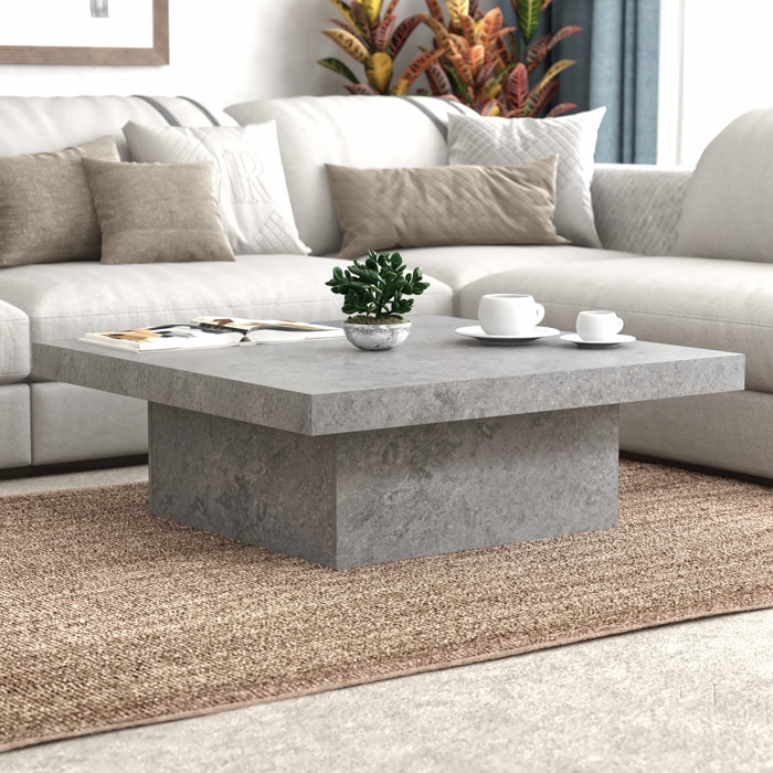 Modern Concrete Square Coffee Table in Living Room