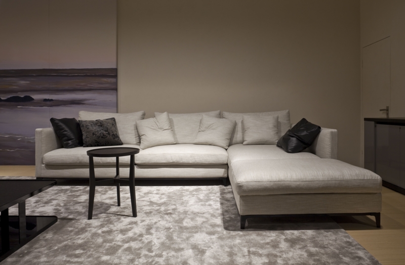 Modern Crescent Sectional Sofa with Neutral Tones