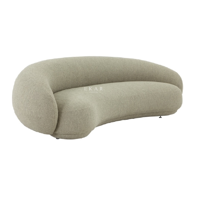 Modern Crescent-Shaped Curved Sofa in Neutral Tone