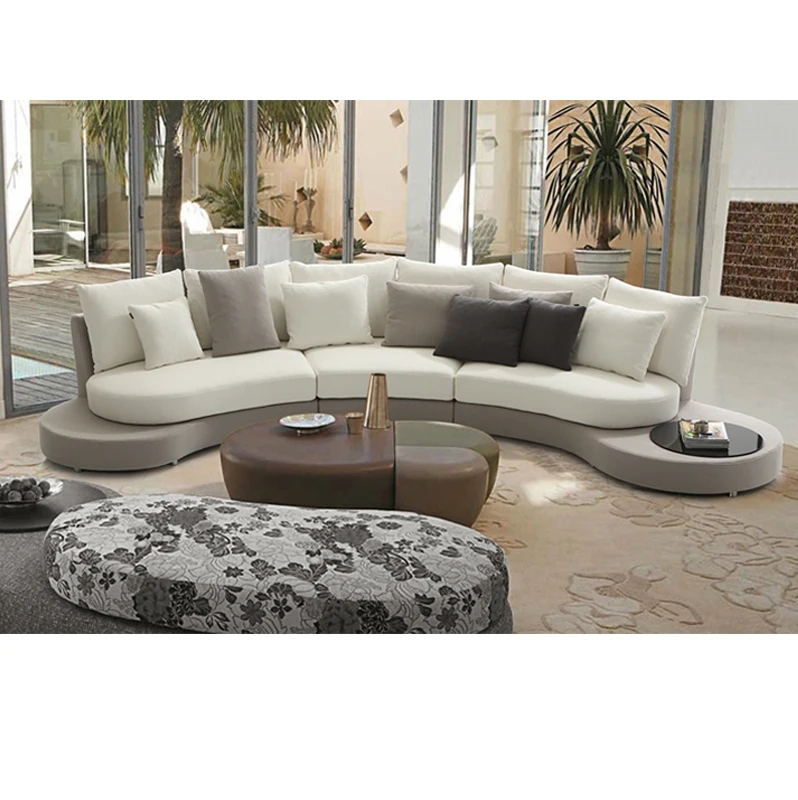 Modern Curved Fabric Sofa Set with Neutral Tones