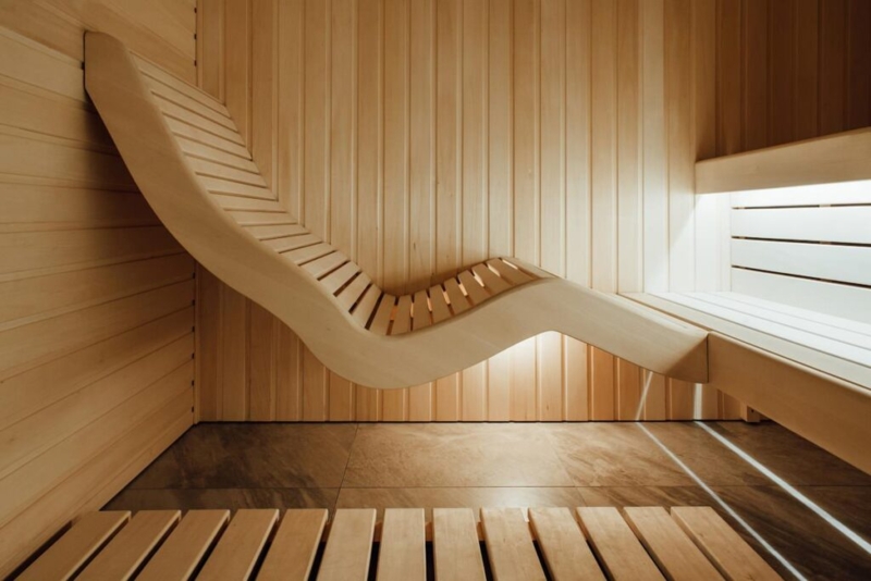 Modern Curved Wooden Sauna Benches Design