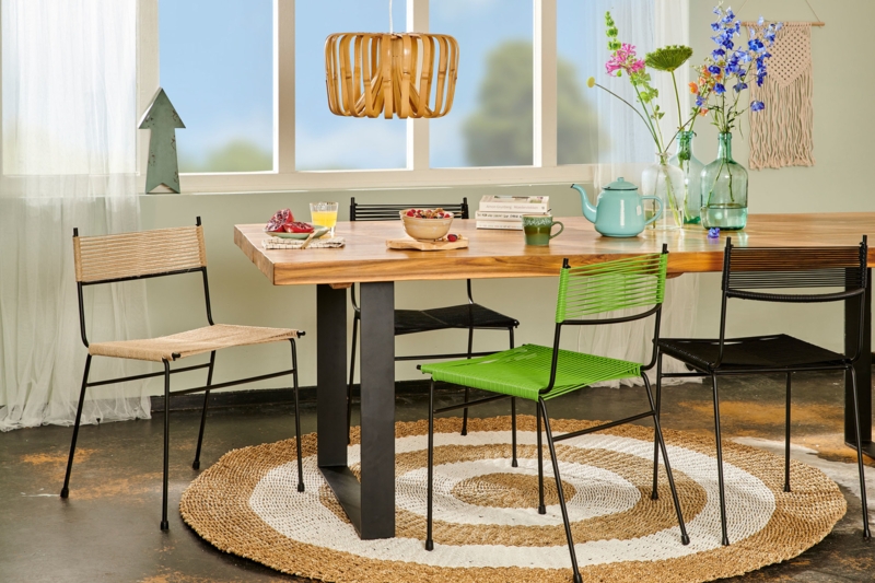 Modern Dining Room with Olive Green Chairs