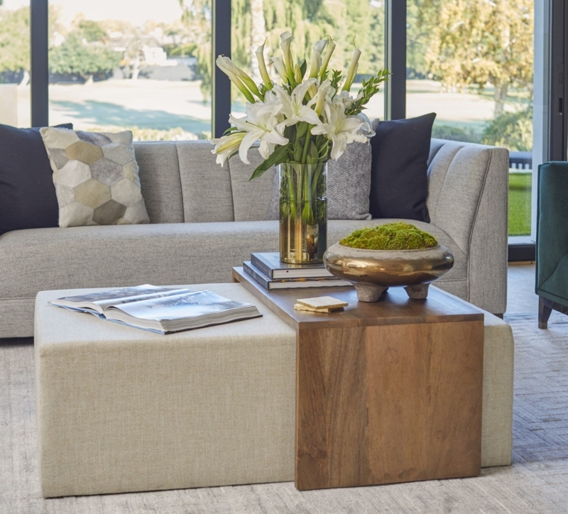 Modern DIY Ottoman Coffee Table with Wood Tray