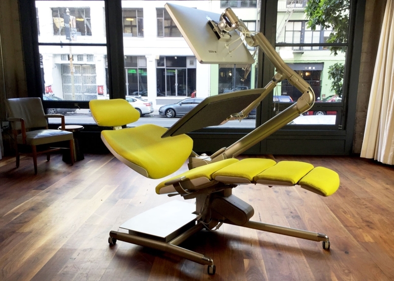 Modern Ergonomic Yellow Reclining Office Chair