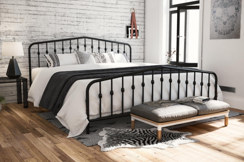 Modern Farmhouse King-Size Black Metal Bed Frame
