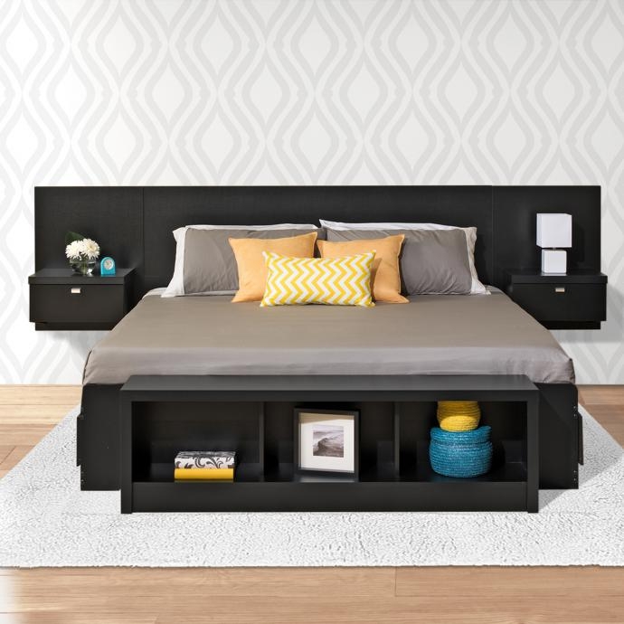 Modern Floating King Headboard with Nightstands
