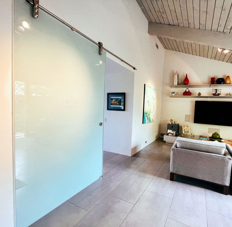 Modern Frosted Glass Barn Door Room Divider