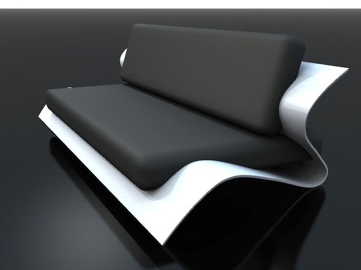 Modern Futuristic Curved Sofa with Black Cushions