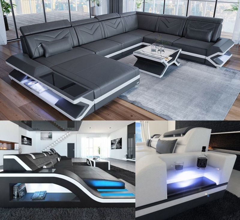 Modern Futuristic Sectional Sofas with LED Lighting