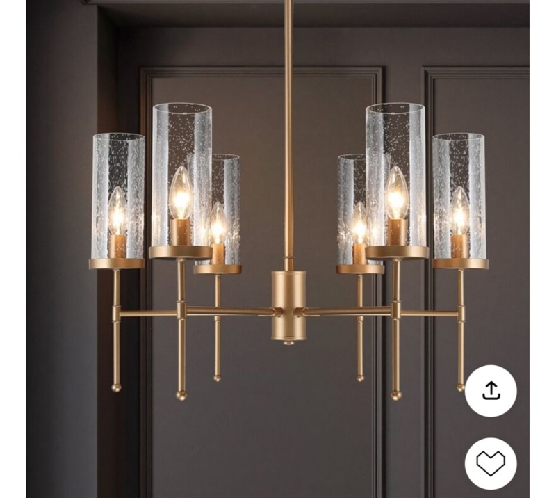 Modern Gold Chandelier with Clear Glass Shades