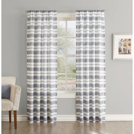 Modern Gray and White Horizontal Stripe Curtains