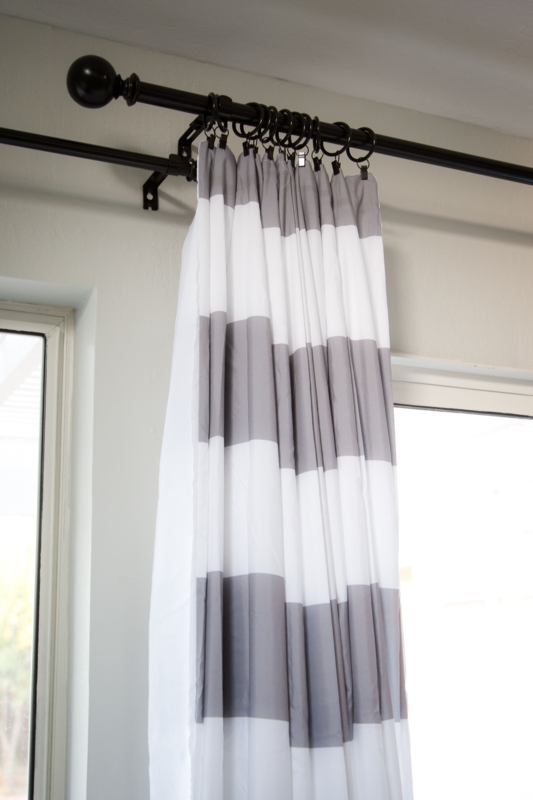 Modern Gray and White Horizontal Striped Curtains