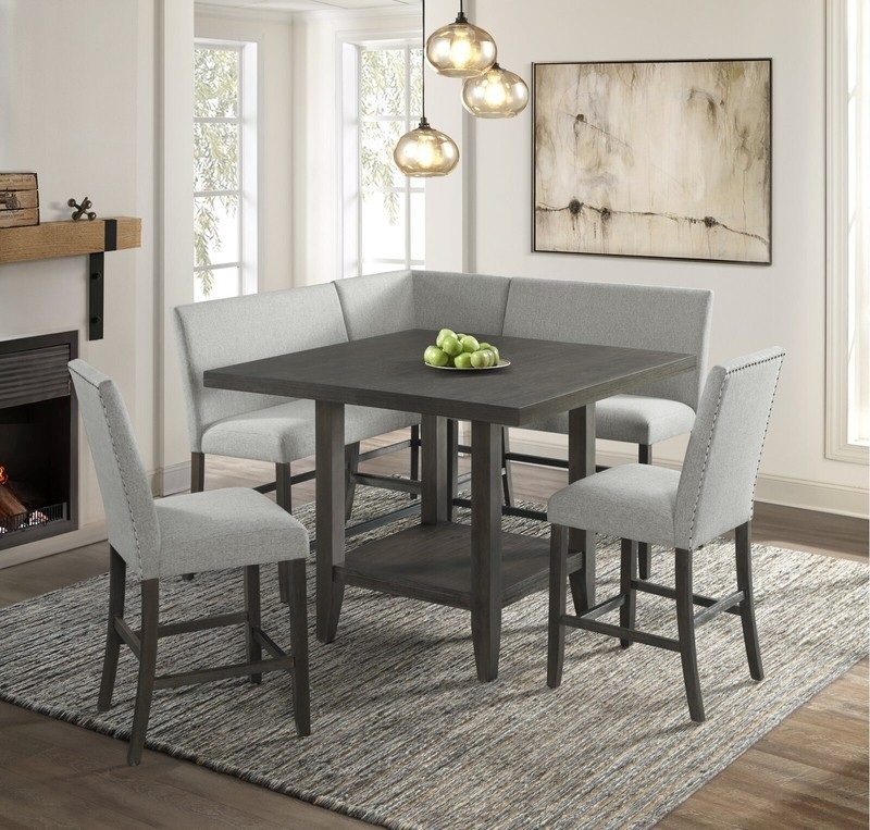 Modern Gray Dining Bench and Chair Set