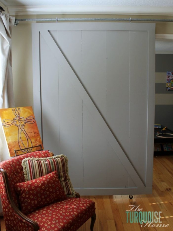 Modern Gray Sliding Barn Door Room Divider