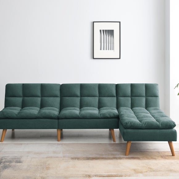 Modern Green Fabric Sectional Sofa Bed