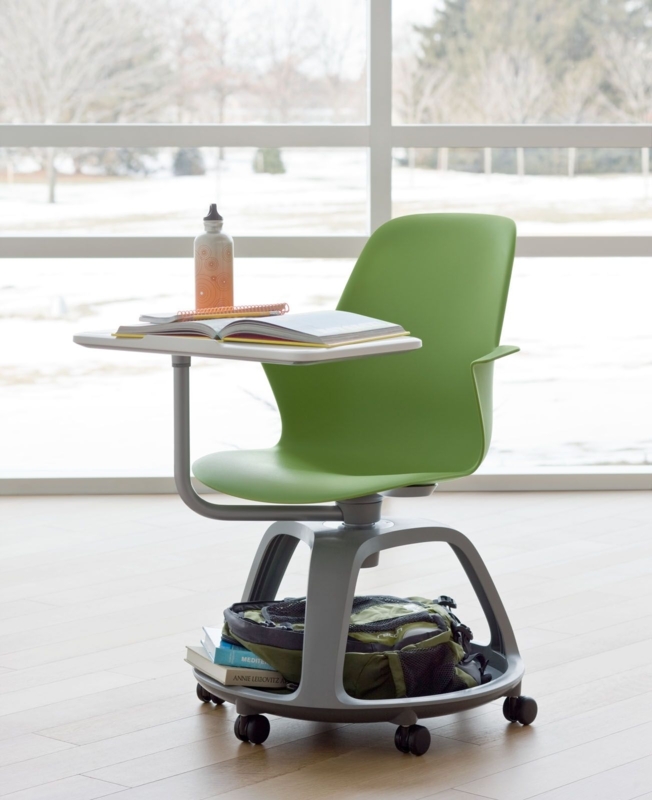 Modern Green Office Chair with Attached Desk