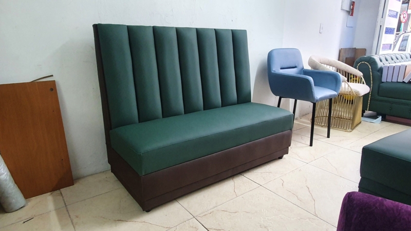 Modern Green Upholstered Sofa for Restaurants and Bars