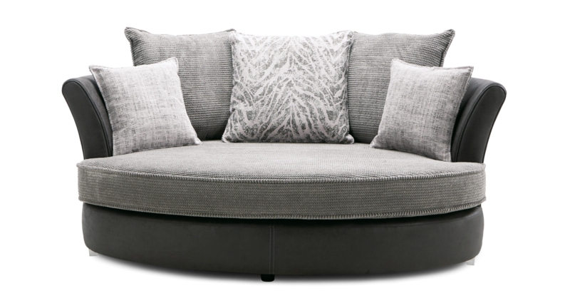 Modern Grey DFS Oval Cuddler Sofa with Cushions