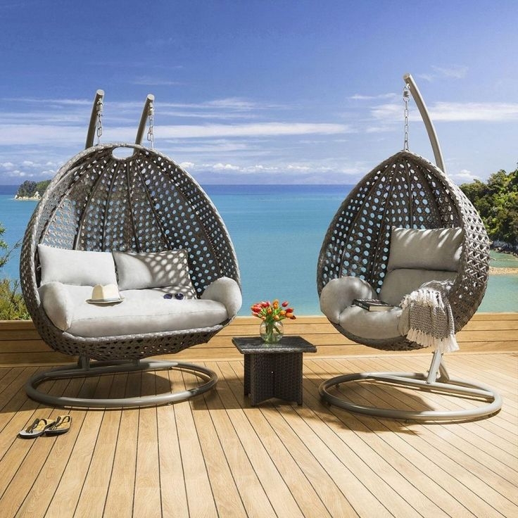 Modern Grey Hanging Pod Chairs for Outdoor Garden