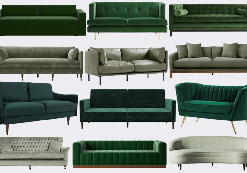 Modern Hunter Green Sectional Sofa Collection