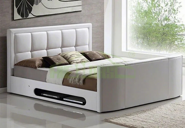 Modern King Size Leather Bed With Tv In Footboard,Tv Bed,Bed Tv Lift ...