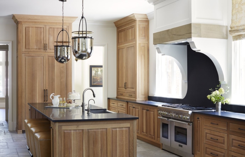 Modern Kitchen with White Oak Cabinets and Black Hardware