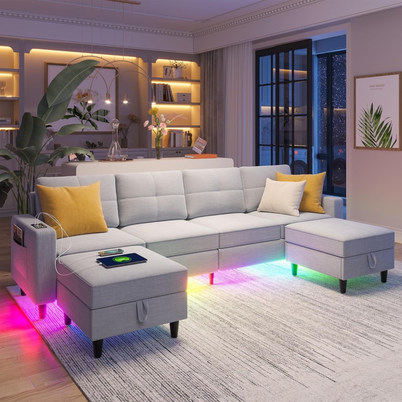 Modern LED Modular Sectional Couch with Storage