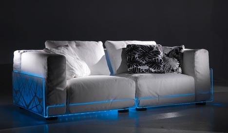 Modern LED Sectional Sofa with Ambient Mood Lighting