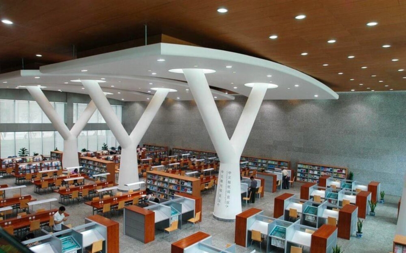 Modern Library Interior with Innovative LED Lighting