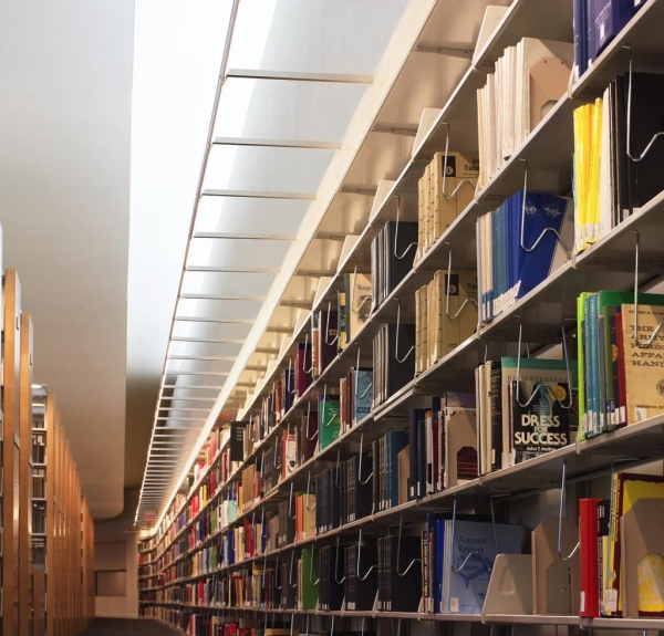 Modern Library Shelves with LED Lighting System