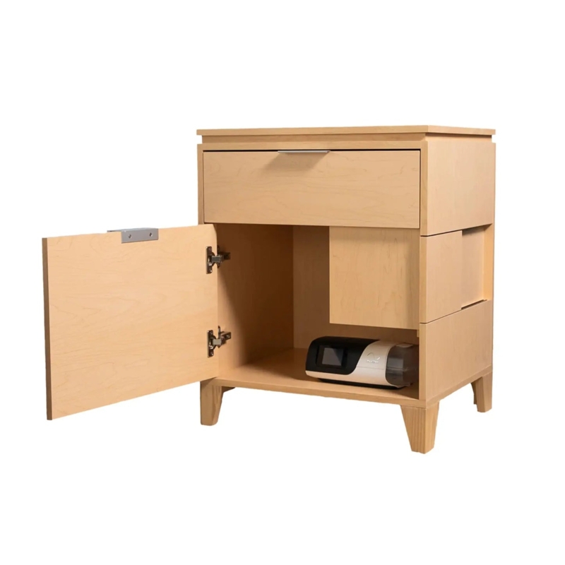 Modern Light Wood CPAP Nightstand with Storage