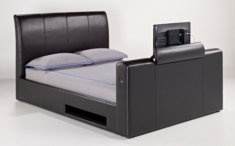 Modern Luxury TV Bed with Built-In Footboard Screen