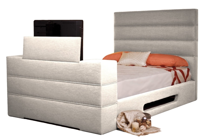 Modern Luxury TV Bed with Built-in Footboard TV