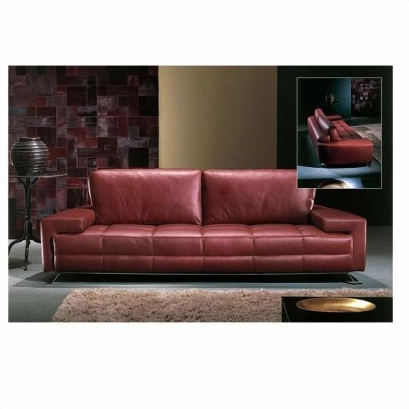 Modern Maroon Leather Sofa Set for Contemporary Living