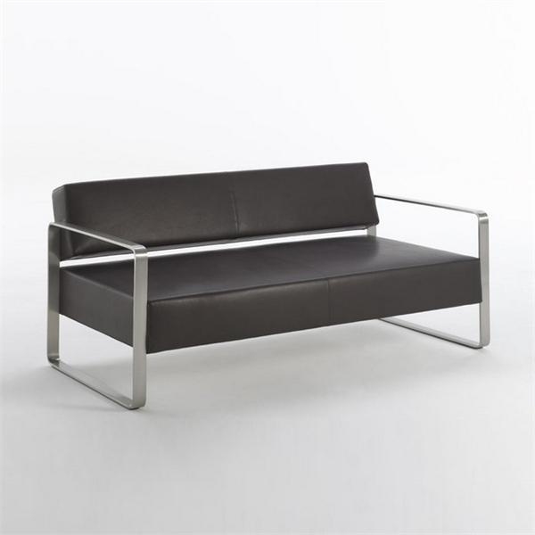 Modern Metal Frame Sofa with Black Upholstery