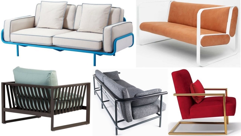 Modern Metal Frame Sofas in Bold Colors