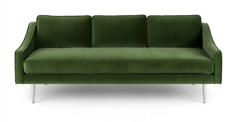 Modern Mid-Century Grass Green Velvet Sofa