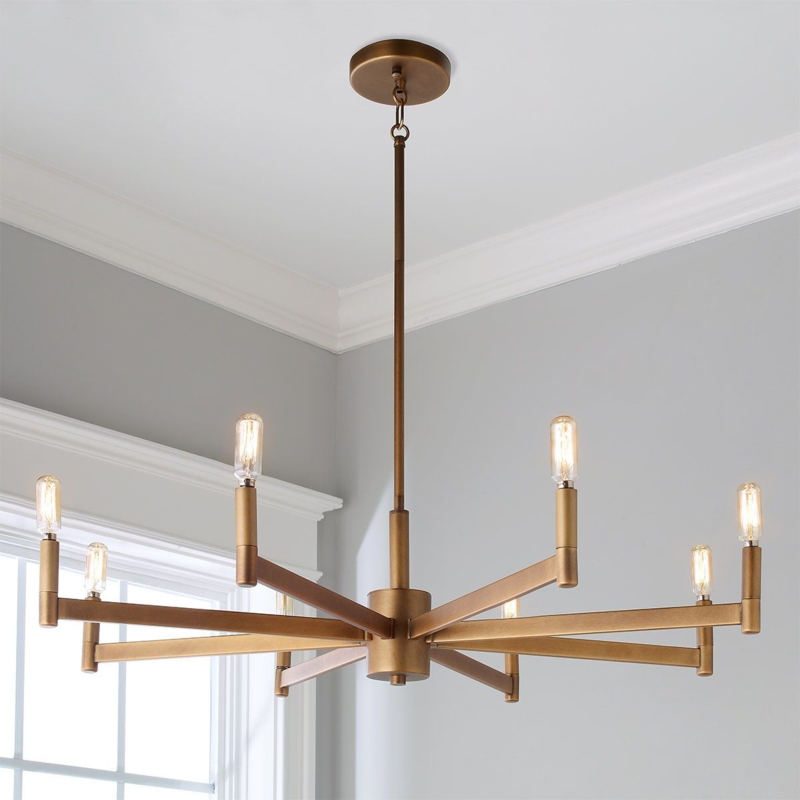 Modern Minimalist Eight-Light Metal Chandelier