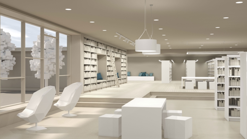 Modern Minimalist Library Reading Room Design