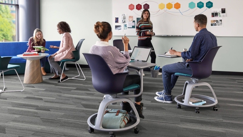 Modern Mobile Classroom Seating with Tablet Arm Chairs