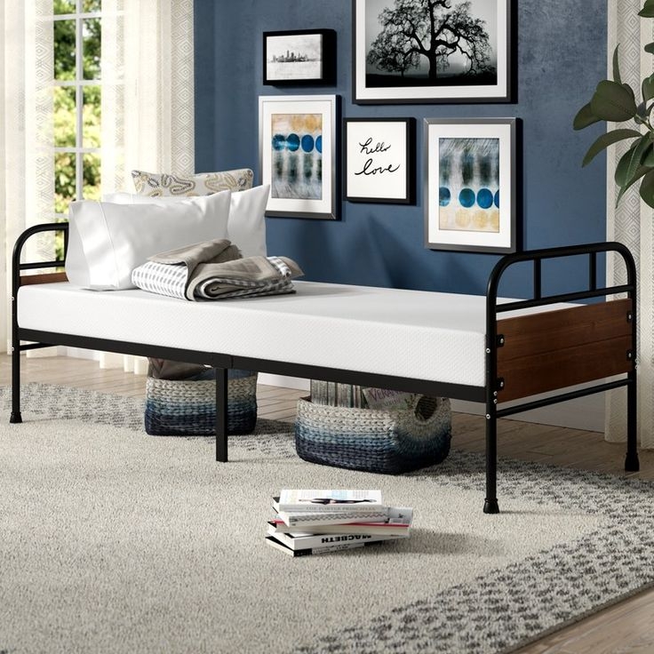 Modern Narrow Frame Day Bed with Foam Mattress