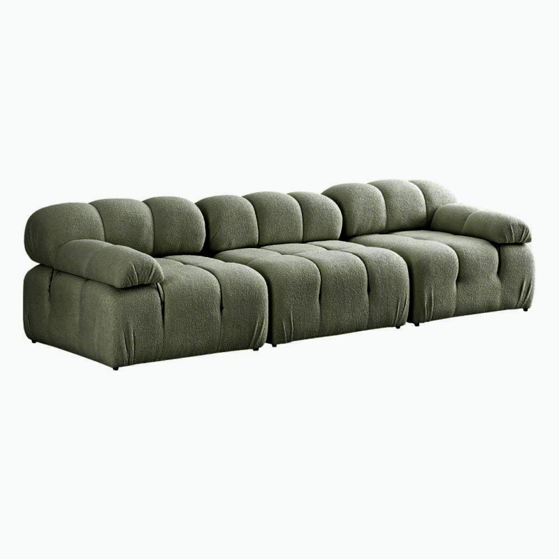 Modern Olive Green Plush Sectional Sofa
