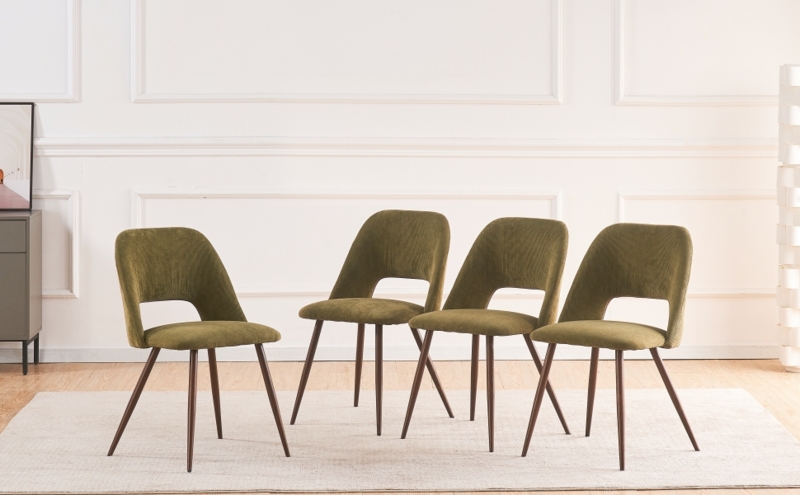 Modern Olive Green Upholstered Dining Chairs Set
