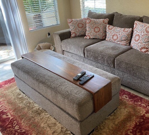 Modern Ottoman Coffee Table with Wooden Tray
