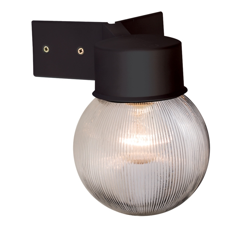 Modern Outdoor Corner Wall Light with Ribbed Glass Globe